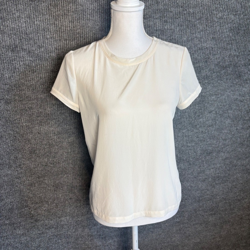 Thomas Pink London Lynsey Top Ivory 100% Silk Short Sleeve Blouse Size 8 NEW
